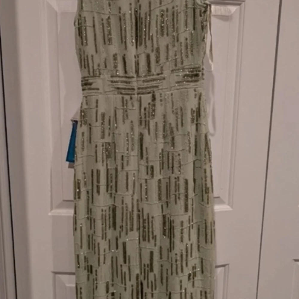 NWT Mac Duggal Beaded Sleeveless Midi Dress Saffron Size 0 Sage #93597 - Picture 5 of 9